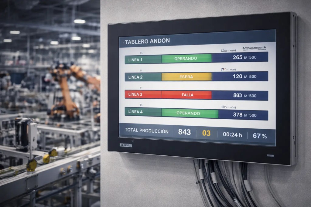 Sistema Andon con monitor&nbsp;industrial